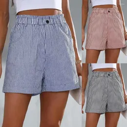 Shorts pour hommes dames taille haute élastique pantalons rayures été décontracté poche vêtements de plage pantalons courts bas