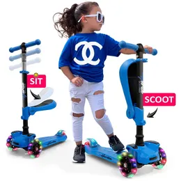 HURFS56 5 - Scooter infantil de 3 rodas Scoot Kid - Scooter de brinquedo infantil com luzes LED nas rodas, assento confortável dobrável para 1 ano