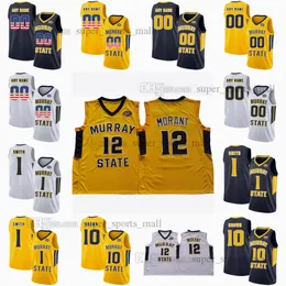 NCAA XS-6XL Murray State Racers College Basketball Jerseys 10 Tevin Brown 0 KJ Williams 12 Ja Morant 1 Daquan Smith ACC Patch Custom Jersey