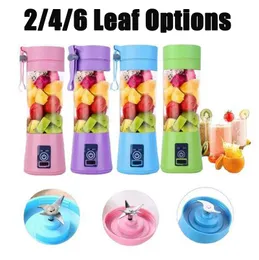 6 Blades Fruit Vegetable Tools Electric Juicer Cup Mini Portable Usb Rechargeable Juice Blender And Mixer 2 4 6 Leaf Plastic Making Cups Machine