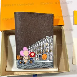 M81635 مصمم جواز سفر تغطية بطاقة جواز السفر أصحاب جوازات السفر منظم محفظة جلدية حقيقية مع صندوق وحقيبة الغبار M81614