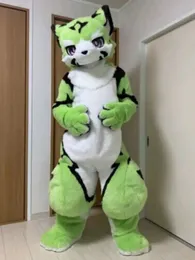 Furry Husky Hund Böjda Ben Fursuit Maskot Kostym Fuskpäls Kostym Party