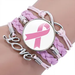 Berlockarmband Rosa Band Bröstcancermedvetenhet För Kvinnor Tro Hopp Cure Tro Armring Mode Inspirerande Smycken Drop Deliv Dhadn