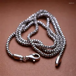 Catene 925 Sterling Silver Classic Basic Chain 2.5mm Collana di perline spesse Gioielli vintage da ragazza di moda in argento tailandese