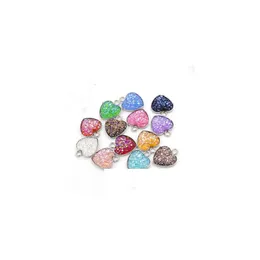 Pendant Necklaces Stainless Steel Love Heart Druzy Stone 1M Bling Heart-Shaped Charm For Fashion Diy Jewelry Making Bk Drop Delivery Dh7E2