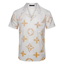 23 luksusowa koszula od projektanta moda męska nadruk geometryczny koszula do gry w kręgle hawajska listowa koszula na co dzień męska dopasowana koszulka z krótkim rękawem wszechstronna
