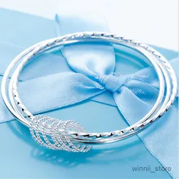 Braccialetti con ciondoli NUOVI ciondoli moda fascino color argento 6cm Braccialetti con bracciale a cerchio per gioielli da sposa da donna Regali di Natale R230705