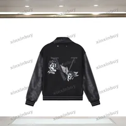 xinxinbuy Men designer Jacket coats 23ss Emboss leather fabric Letter jacquard long sleeve cotton women white blue XS-2XL