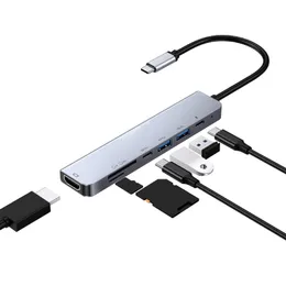 7 Arada 1 Tip-C-HDTV SD/TF Kart USB3.0 PD USB C Adaptörü 4K USB C HUB MULTPORT ADAPTÖR MONİTÖRÜ MACBOOK PRO İÇİN USB ile Monitör