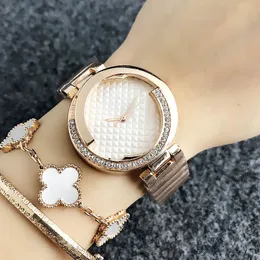 Relógios femininos Relógios de pulso de alta qualidade com bateria de cristal de quartzo estilo metal aço pulseira