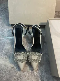 Moda punta a punta strass di cristallo scarpe da sposa abito da sposa tacco alto pompe di lusso per le donne scivolare sulle scarpe da donna