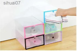 Skohylla DIY hopfällbar stapelbar klar liten plastlåda stil väska Organizer Transparent boxhållare Skoförvaring L230705