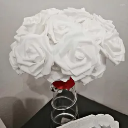 Flores decorativas 25 cabeças sabonete artificial espuma rosa buquê de flores ramo floral para decoração de festa de casamento decoração de casa falsa