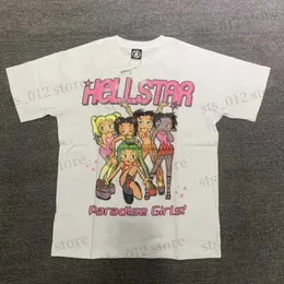 Мужские футболки Мужские женские футболки Hellstar Cartioon Beauty Print Top Tee Casual Fashion Pink Hellstar футболка T230705
