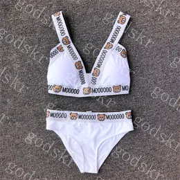 Womens Swimwear Bear Print Swimsuit V Neck Bikini Split Bathing Suit Women Clothing Size S-XL