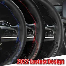 Steering Wheel Covers 38CM UNIVERSAL LEATHER STEERING WHEEL COVER PROTECTOR CAR ACCESSORIES FOR SKODA OCTAVIA A5 A7 KIA RIO 2 3 4 FORD FOCUS QASHQAI x0705