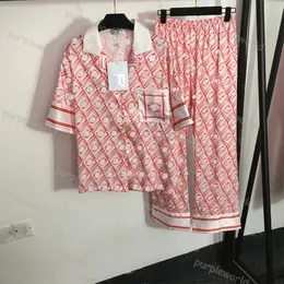 여름 여자 잠옷 실크 자카드 디자인 나이트 가운 세트 짧은 슬리브 바지 2 조각 홈 마모