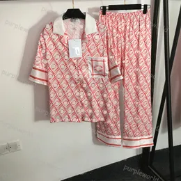 Pigiama da donna estivo in seta jacquard design camicia da notte set pantaloni a maniche corte abbigliamento da casa in due pezzi