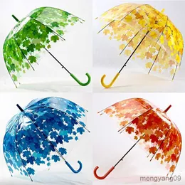 Umbrellas Woman Umbrella Colors Creative Parasol Cute Fresh Transparent Leaves Cage Arch Umbrella Child Long/Rain Umbrella R230705