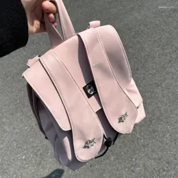 School Bags HAEX 2023 Fashion Women Backpacks Solid PU Individuality Design Mochilas Para Mujer Harajuku Crossbody Shoulder Bag Female