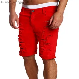 Męskie dżinsy HEFLASHOR nowe letnie męskie dziura krótkie dżinsy męskie bawełniane rozciąga się dorywczo spodenki jeansowe spodnie moda gorący bubel kowbojskie spodnie męskie Z230711