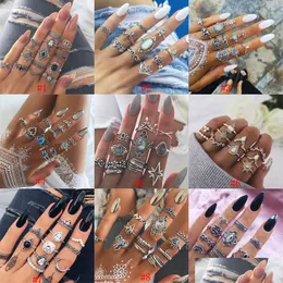 Cluster Rings Vintage Bohemian Midi Finger Set For Women Beach Turtle Elephant Gemstone Crystal Wedding Knuckle Boho Fashion Jewelry Dh6Tm