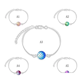 Charm Bracelets Mermaid Shining Fish Scale For Women Healing Stone Gold Sier Chains Fashion Jewelry In Bk Drop Delivery Dh1Xb