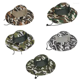 Berretti Unisex Mesh Floppy Bucket Hat Camouflage Wide Brim Protezione solare Fishing Boonie Cap