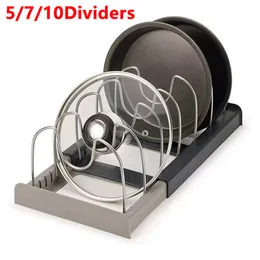 Rastrelliere per piatti 5 7 10 Divisore Pentola Scaffale Scaffale Retrattile Organizzatore da cucina Armadietto Porta padelle Pentole Coperchio Utensili 230705