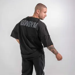 T-shirt da uomo Oversize Loose TShirt Summer 2023 Bodybuilding Fitness Cotton Hip Hop T shirt Muscle For Men Tee Gym Male Stringer Tees Top J230705