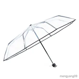 Paraply Transparent automatiskt paraply Damparaply hopfällbart parasoll för regnsol Vindtät dam regnparaply R230705