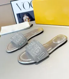 top quality Casual Shoes Everyday Wear Women Signatur Slide Sandals Slip On Crystal Embroidery Flats Summer Luxury Flip Flops Lady Sandalias EU35