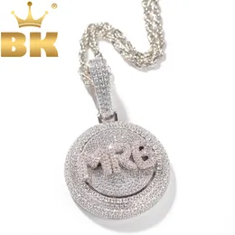 Hanger Kettingen Sprankelende Koning Gepersonaliseerde Bubble Beginletter Roterende Hanger Ketting Volledige CZ Aangepaste Roterende Hanger Hip Hop Sieraden 230704