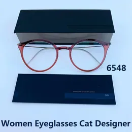 Armações de óculos de sol Dinamarca Armação de óculos de marca feminina Cat Designer Oval Ultraleve 4g Óculos sem parafusos 6548 Óculos de grau óptico