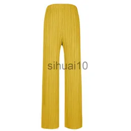 Women's Pants Capris Spring Summer Autumn Women Casual Elegant Ladies Miyake Designer Loose Straight Pleated Pants High Waist Trousers In Stock 4001 J230705