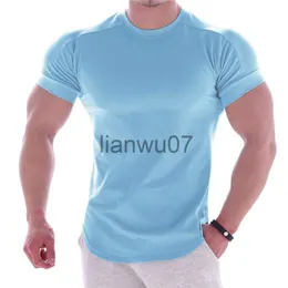 Erkek Tişörtleri Yaz Günlük Spor Tişörtleri Erkek Spor Salyaçları Fitness Kısa Kollu Tshirt Erkek Hızlı Vücut İnşa Egzersiz Tees Üstler Erkek Giyim J230705