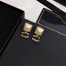Designer Marke Gold Ohrringe Brief ccity Ohrstecker Frauen Kristall Perle Geometrische Ohrring für Hochzeit Frau Schmuck 76