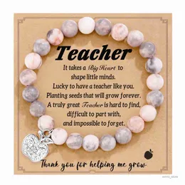 Charm-Armbänder, Naturstein-Lehrer-Armband, Geschenke für Frauen, Dankesgeschenke für Lehrer, bedeutungsvolle Geschenke für Frauen, Geschenk-Nachrichtenkarte R230705