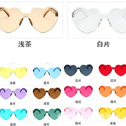 Sunglasses Frames In Heart Loving for Women Jelly Color Frameless Shaped Glasses 230704