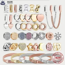 Per i ciondoli pandora autentici perline in argento 925 ciondolano il fascino dei gioielli di moda con zirconi lucidi Original Reflexion Bead