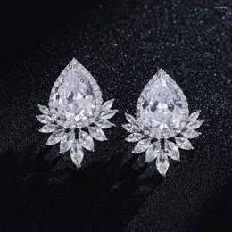 Kolczyki sztyfty CANPEL marka Trendy Diamante kobiety biżuteria do uszu kolor srebrny musujące duże łzy cyrkonia luksusowe
