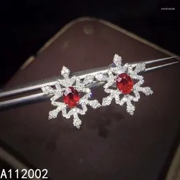 Kolczyki sztyfty KJJEAXCMY Fine Jewelry naturalny rubin 925 Sterling Silver kobiety kamień kolczyki do uszu wsparcie Test eleganckie