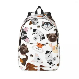 Zaino Cute Puppy Dog Breed Borsa da viaggio unisex Schoolbag Bookbag Mochila