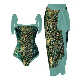 Roupa de banho feminina Maiô feminino com cobertura esportiva cintura alta duas peças push tropical monokini maiô moderno saia longa nadada