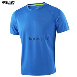 Erkek Tişörtler Arsuxeo Yaz Erkekler Koşu Gömlekleri Kısa Kollu Spor Jersey Eğitim Spor Salyası Crossfit Fitness Kuru Tişört Giyim T1602 J230705