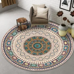 Carpet Ethnic Style Vintage Mandala Rug Round Balcony Hanging Basket Living Room Decorative Floor Mats Anti slip 230704