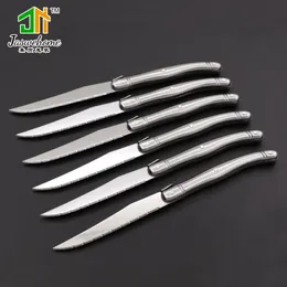 Messer Jaswehome 6pcs Steakmesser gezackte Kante scharfe Lichtpremium -Geschirrspüler Safer Edelstahlmesser Laguiole Sierware Sierware