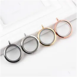 Lockets 4 Colors Opening Living Magnetic Locket Pendant 30Mm Circle Glass Floating Charms For Fashion Jewelry Bracelets Necklaces Dr Dhvfy