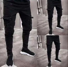 Jeans Masculino Jeans Masculino Moda Jeans Masculino Jeans Skinny Biker Jeans Destroyed Desfiado Slim Fit Bolso Cargo Pencil Pants Plus Size S-3XL Z230706