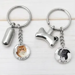 Tillbehör Pet Photo Keychain Pet Memorial KeyChain With Cremation Urn Pet Ashes Keyring For Dog Cat Pet Pet Loss Memory Gift Sympathy Gift